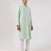 Mint Green Diagonal Knot SIlk Kurta