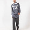 Grey Silk Embroidered Jacket Kurta Set