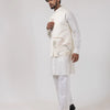 Ivory Silk Abstract Embroidered Jacket Set