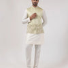Sage Silk Embroidered Jacket Kurta Set
