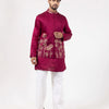 Crimson Poppy Silk Jacket Kurta Set