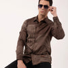 Sepia Contour Line Embroidered Shirt