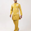 Mustard Bloom Silk Jacket Kurta Set