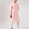 Peach Silk French Knot Kurta