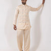 Beige Vine Embroidered Jacket Set