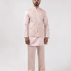Pastel Pink Resham Stripe Jacket Set