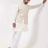 Ivory Multicolour Buti Silk Jacket Set