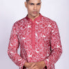 Dusty Rose Jaal Embroidered Kurta Set
