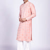 Peach Hand-Pintucked Gota Grid Kurta Set