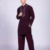 Wine Midnight Garden Embroidered Kurta Set