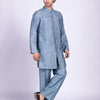 Slate Blue Kantha Ripple Embroidered Kurta Set