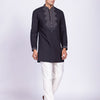 Black Geometric Beadwork Yoke Embroidered Kurta Set