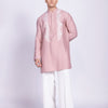 Blush Pink Textured Embroidered Men's Kurta Set