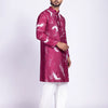 Magenta Abstract Embroidered Men's Kurta