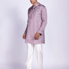 Lilac Grey Botanical Embroidered Men's Kurta
