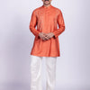 Rust Terracotta Veil Embroidered Kurta Set