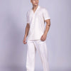 Ivory Linen Pastel Pixel Embroidered Shirt