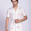 Ivory Linen Tropicana Embroidered Shirt