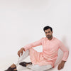 Peach Resham & Bead Silk Kurta