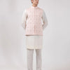 Peach Silk Embroidered Jacket Kurta Set